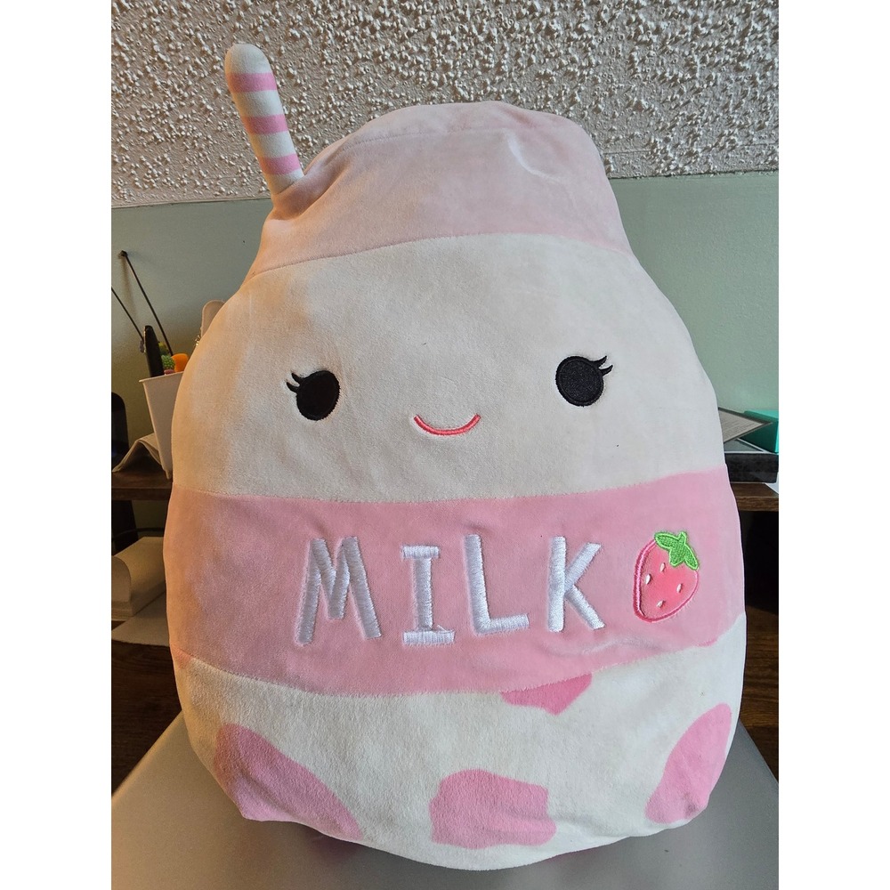 Squishmallows 24 Inch Amelie Strawberry Milk Pink Cow Print Jumbo Plush Toy